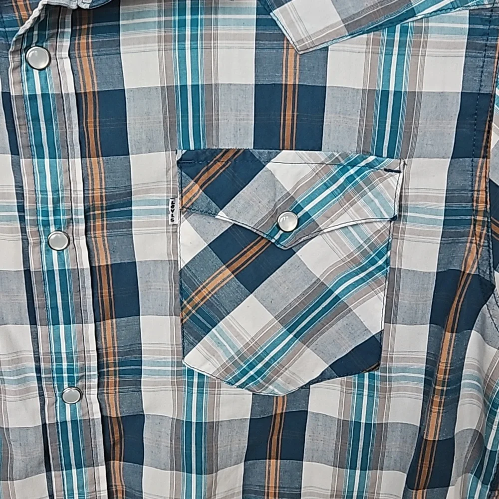 Levi's western check shirt with pearl snaps XL